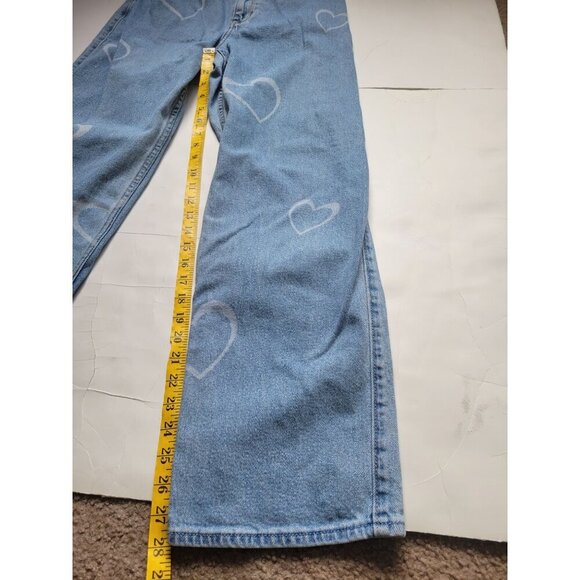 Hollister Ultra High Rise Dad Jean Vintage Stretch Heart Pattern Size 27R Boho - Picture 5 of 9